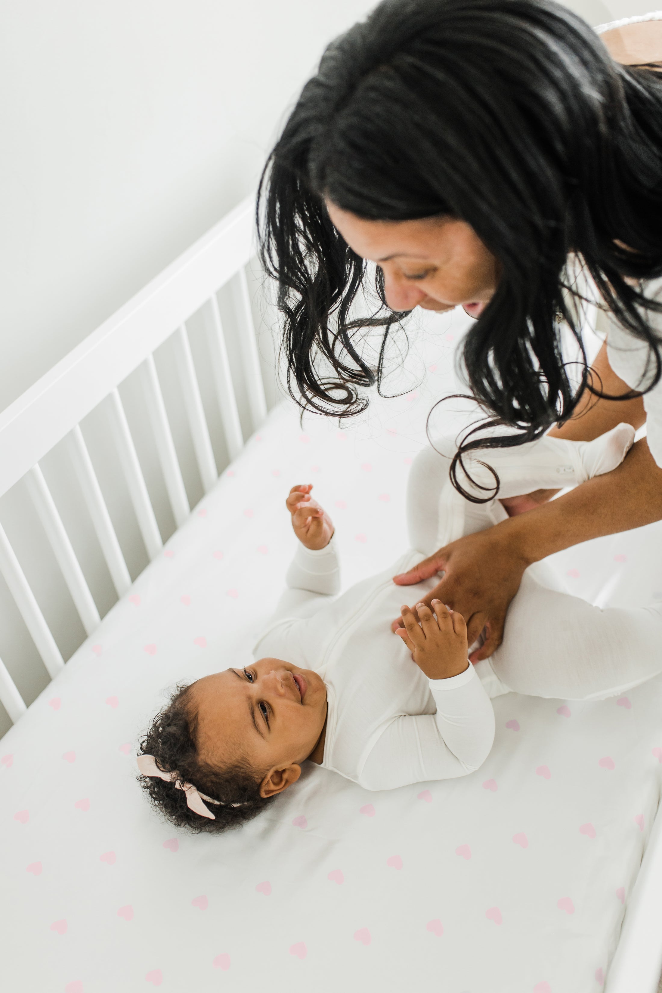 CutieCozy Satin Fitted Crib Sheets, Pink Love Print (2 Pack)