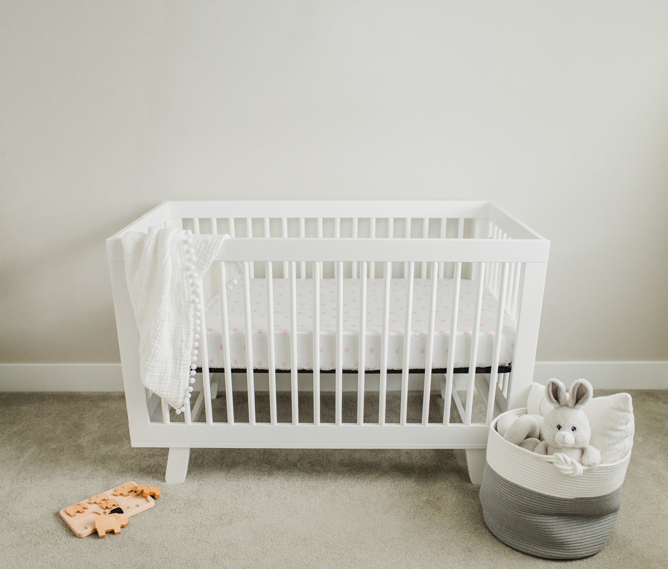 CutieCozy Satin Fitted Crib Sheets, Pink Love Print (2 Pack)