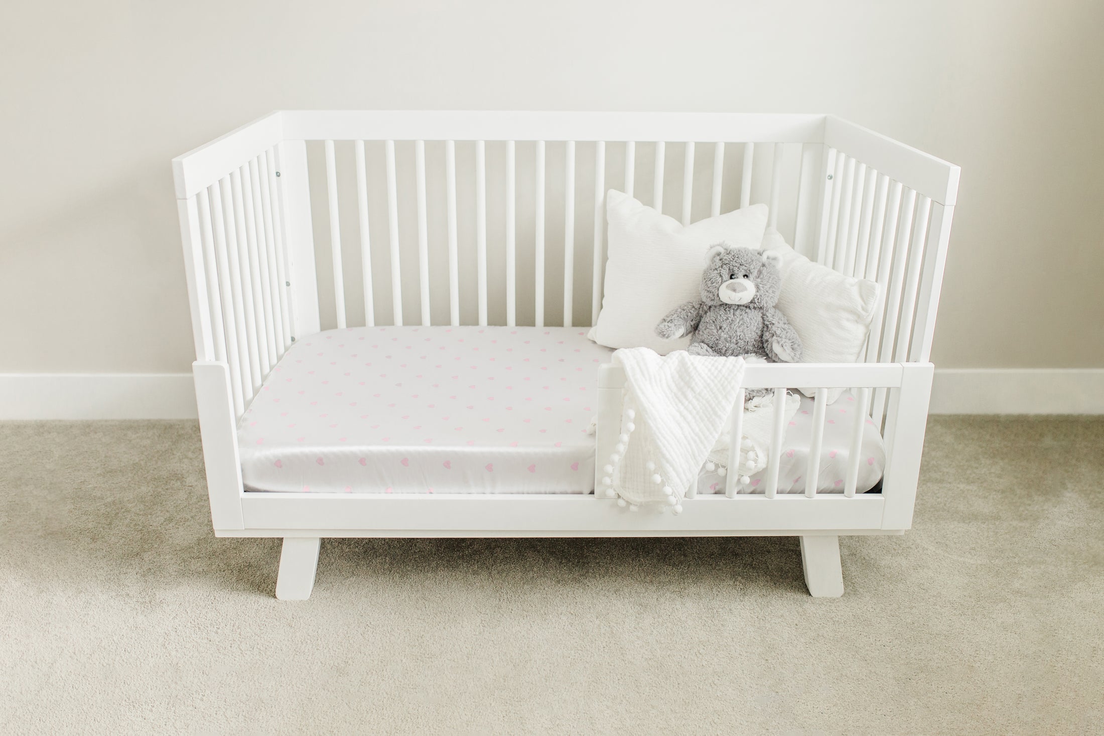 CutieCozy Satin Fitted Crib Sheets, Pink Love Print (2 Pack)